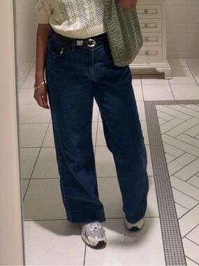 Madewell Dark Blue High-Rise Wide-Leg Jeans